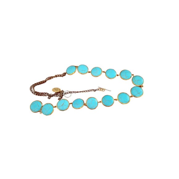 Designer Lena Bernard 24" Gemline Lariat Turquoise Necklace - Picture 2 of 9